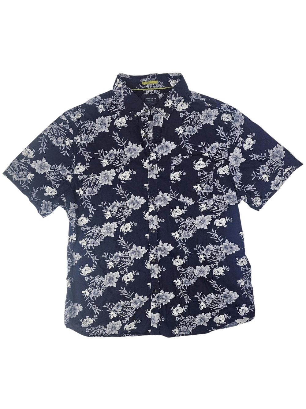 Cactus Man Ricky Singh Floral Button Up Shirt Men's XL Slim Fit Navy Blue Cotton